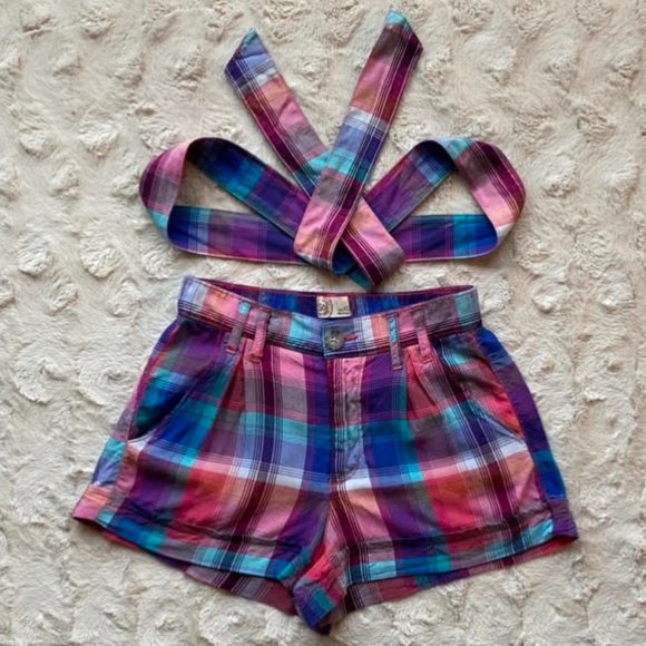 SO Colorful Plaid Shorts Removable Belt - Picture 2 of 11